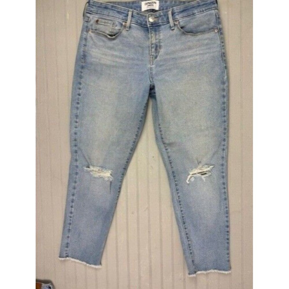 Denizen Size 7 Womens Jeans Raw Hem Distress Light Wash Stretch Mid Rise